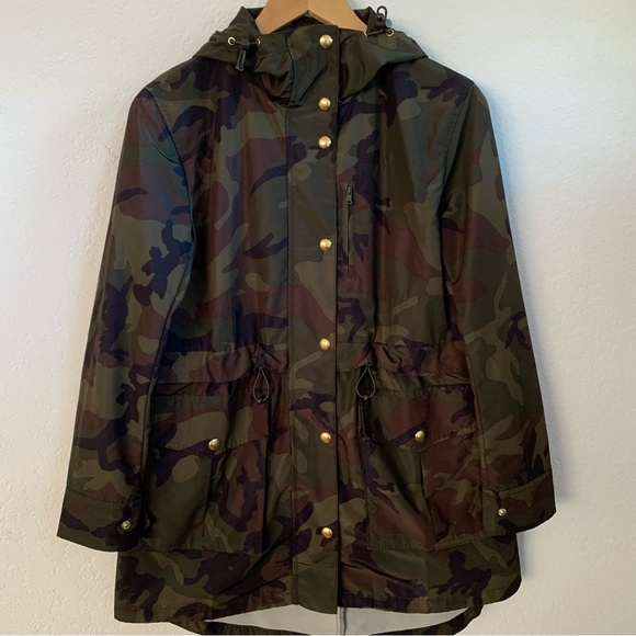 J Crew Perfect Rain Jacket in Camo Women Size: XX-Small - Picture 1 of 15